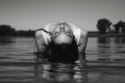 Portrait of man in swimming pool