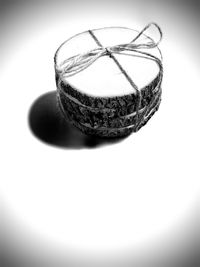 Close-up of coffee cup against white background