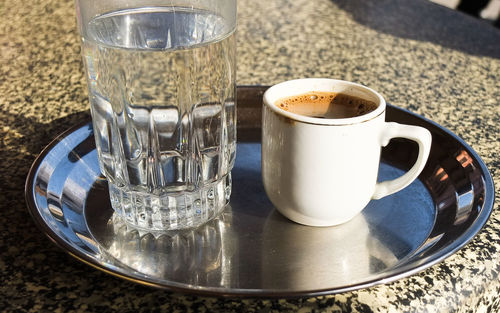 Coffee cup on table