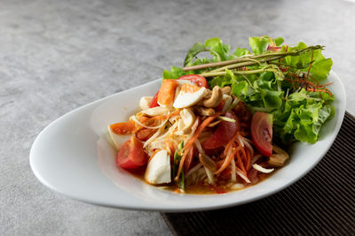 Close-up of meal served in plate