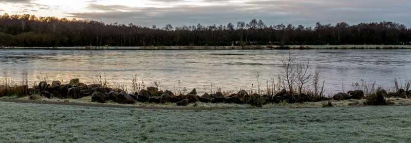 Scenic view of lake against sky