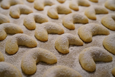 High angle view of cookies