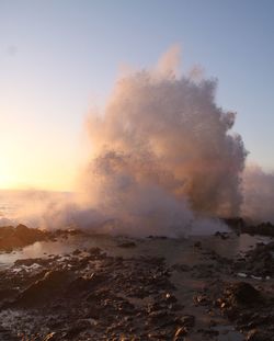 Scenic view of sea at sunset