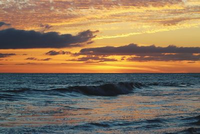 Scenic view of sea against sky during sunset