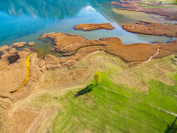 High angle view of land