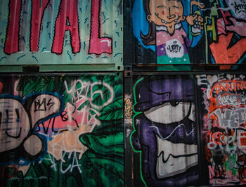 Full frame shot of colorful graffiti