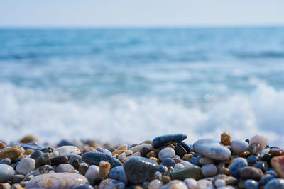 Surface level of stones on beach