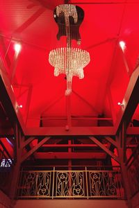 Low angle view of illuminated chandelier