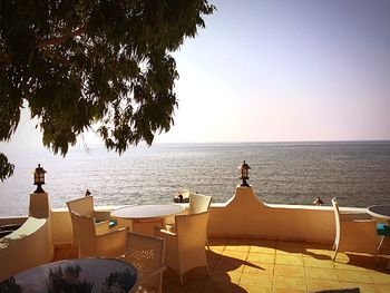 Scenic view of sea against clear sky