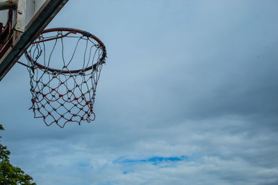 Low angle view of basketball hoop against sky