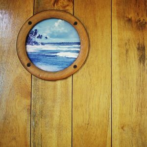 Full frame shot of wooden blue sea