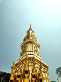 Low angle view of temple building against clear sky