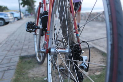 Close-up of bicycle wheel