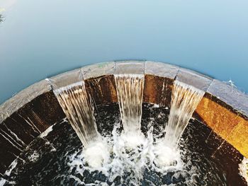 High angle view of splashing water in sea