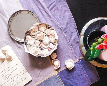 High angle view of food on table