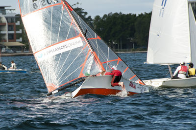 Sailboat sailing in sea