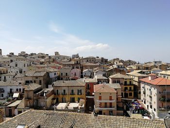 High angle view of townscape against sky