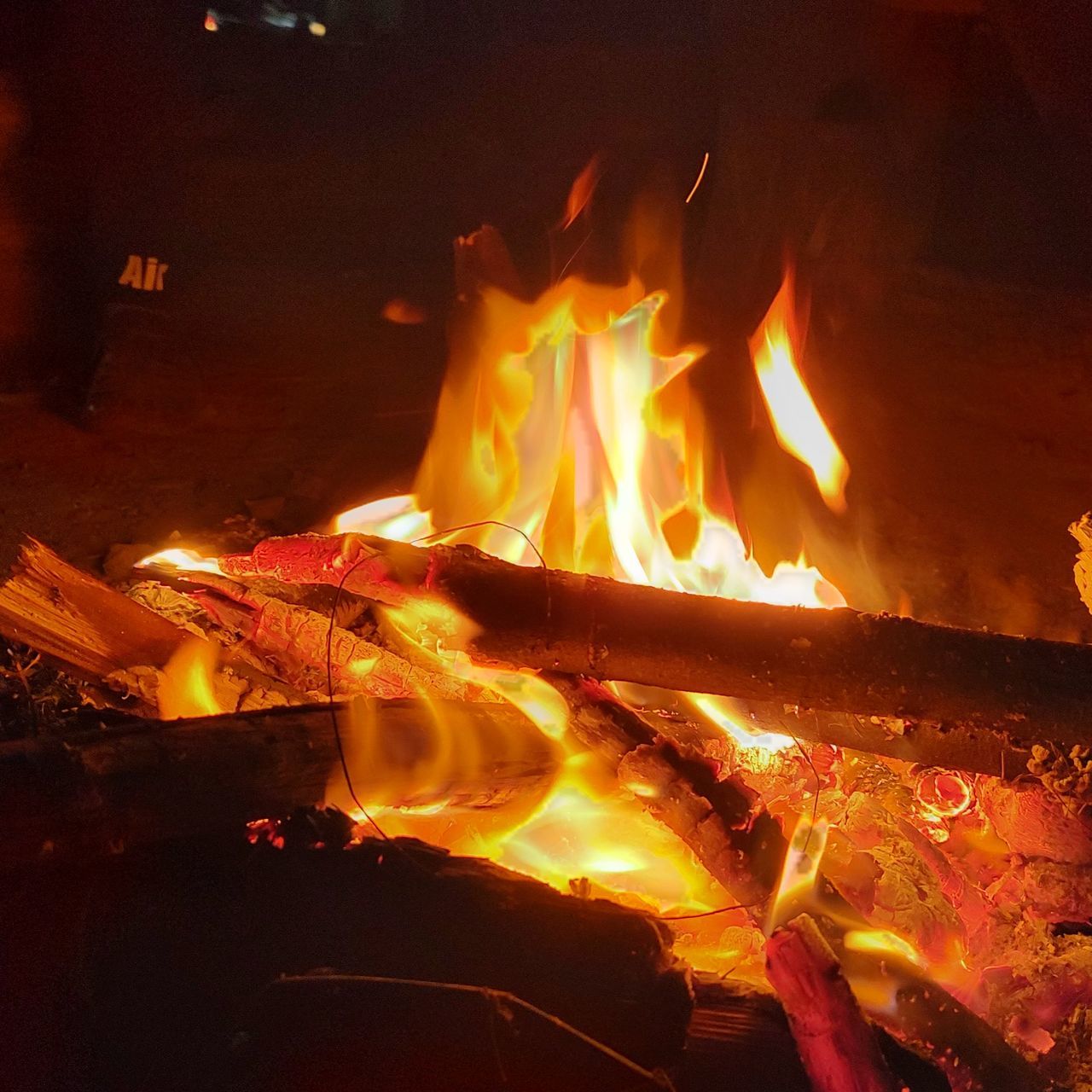 heat, fire, burning, flame, campfire, night, fireplace, bonfire, nature, no people, glowing, motion, orange color, wood, log