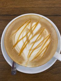 High angle view of coffee on table