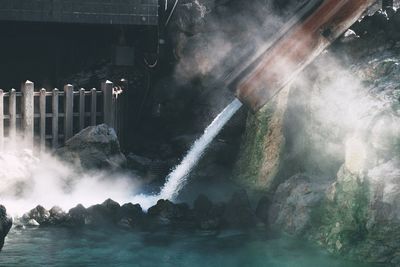 High angle view of waterfall