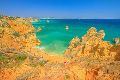 Scenic view of sea against clear sky