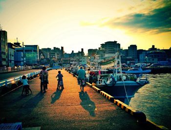 View of city at sunset