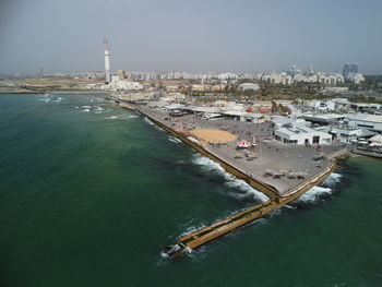 High angle view of sea against sky