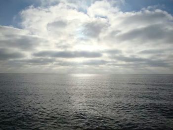 Scenic view of sea against cloudy sky