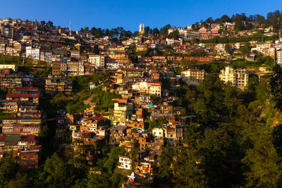 High angle view of townscape against sky