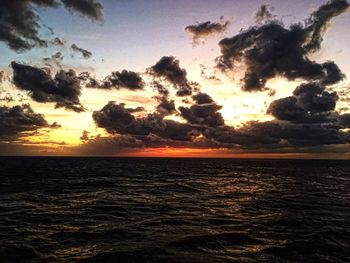 Scenic view of sea against sky at sunset