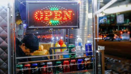 View of store through glass window