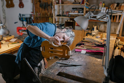 Man working on table