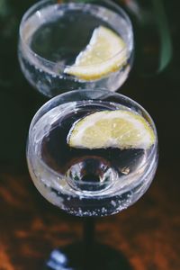 Close-up of drink in glass on table