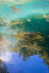 Aerial view of lake against sky