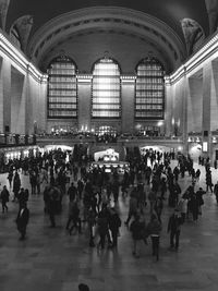 High angle view of people in subway