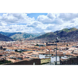 High angle view of townscape against sky