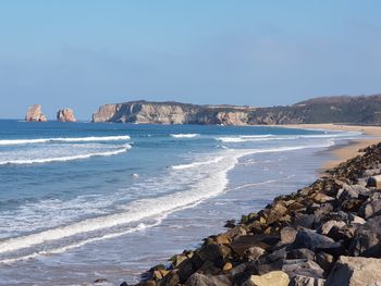 Scenic view of sea against clear sky