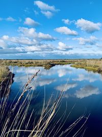 Scenic view of lake against sky