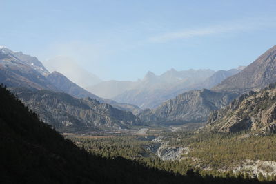 Scenic view of mountains against sky