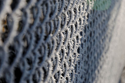 Close-up of frozen chainlink fence