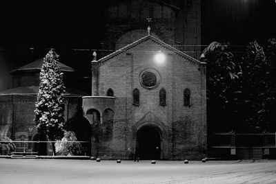 View of built structure at night