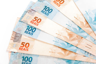 High angle view of text on paper