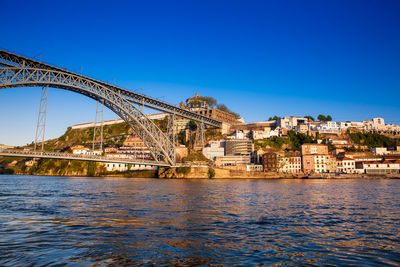 Dom luis i bridge  over the douro river between porto and vila nova de gaia in portugal