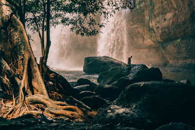 Scenic view of waterfall