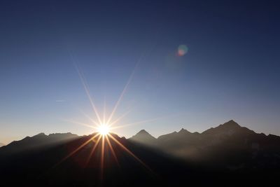 Scenic view of silhouette mountains against sky at sunset