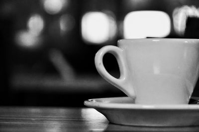 Close-up of tea cup on table