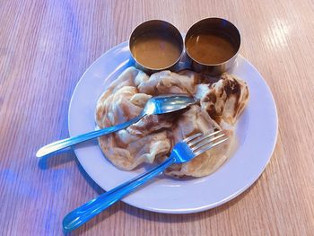 High angle view of food on table