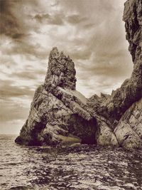 Scenic view of sea against cloudy sky