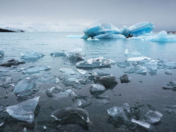 Scenic view of frozen sea against sky