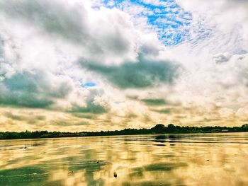 Scenic view of lake against sky